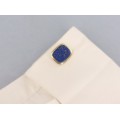 Butoni vintage retromoderniști decorați cu lapis lazuli natural | oțel placat cu aur | cca. 1960 - 1970