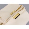 Butoni vintage din oțel placat cu aur decorați cu baghete de onix | atelier Imitation Jewelry | Germania cca. 1950 - 1960