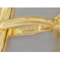 Butoni vintage din oțel placat cu aur decorați cu baghete de onix | atelier Imitation Jewelry | Germania cca. 1950 - 1960