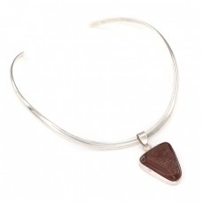 Colier choker cu pandant statement din argint decorat cu agat carneol Druzy  Colier choker cu pandant statement din argint decorat cu agat carneol Druzy