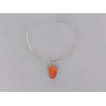 Colier choker cu pandant statement din argint și coral natural Porifera | Indonezia