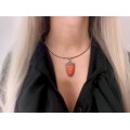 Colier choker cu pandant statement din argint și coral natural Porifera | Indonezia