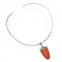 Colier choker cu pandant statement din argint și coral natural Porifera | Indonezia