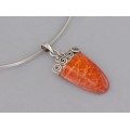 Colier choker cu pandant statement din argint și coral natural Porifera | Indonezia