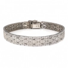 Elegantă brățară mesh din argint texturat prin gravare guilloche | Germania cca.1960 Elegantă brățară mesh din argint texturat prin gravare guilloche | Germania cca.1960