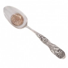 Linguriță din argint decorată cu moneda Carol I 5 lei 1882 | atelier George W. Shiebler & Co - New York | cca.1889 Linguriță din argint decorată cu moneda Carol I 5 lei 1882 | atelier George W. Shiebler & Co - New York | cca.1889