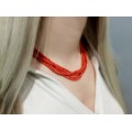 Rafinat colier multi-strand de coral roșu de Sardinia | Italia cca. 1970 - 1980