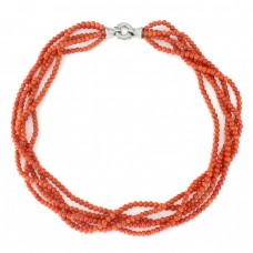 Rafinat colier multi-strand de coral roșu de Sardinia | Italia cca. 1970 - 1980 Rafinat colier multi-strand de coral roșu de Sardinia | Italia cca. 1970 - 1980