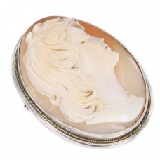 Broșă - pandant Art Deco din argint decorat cu o remarcabilă camee naturală | Italia cca.1930 Broșă - pandant Art Deco din argint decorat cu o remarcabilă camee naturală | Italia cca.1930