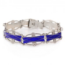 Rafinată brățară scandinavă din argint emailat albastru cobalt | atelier Ivar T Holth | Norvegia cca.1950 - 1960 Rafinată brățară scandinavă din argint emailat albastru cobalt | atelier Ivar T Holth | Norvegia cca.1950 - 1960