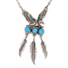 Colier amerindian decorat cu turcoaz naturale Kingman | artizan navajo Richard Begay | Statele Unite cca.1980 Colier amerindian decorat cu turcoaz naturale Kingman | artizan navajo Richard Begay | Statele Unite cca.1980