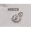 Pandant - broșă Aztec Revival din argint intarsiat cu mozaic de turcoaz natural | Mexic cca. 1960