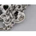 Elegant colier sautoir cu medalion elaborat în stil neo-baroque | argint & rodocrozit natural | atelier Bartel und Sohn | Germania cca. 1965