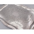 Tavă georgiană din argint masiv splendid decorată prin gravare manuală | Germania cca.1800 - 1850 