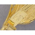 Broșă vintage manufacturată în argint filigranat și aurit 