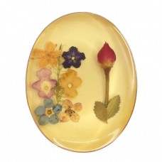 Pandant - broșă mexicană din argint decorată cu potpourri de flori naturale | Nahua | cca. 1970 - 1980 Pandant - broșă mexicană din argint decorată cu potpourri de flori naturale | Nahua | cca. 1970 - 1980