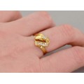 Inel retromodernist din aur galben 18k decorat cu diamante naturale 0.22 ctw 