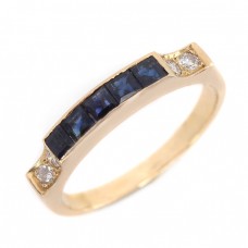 Rafinat inel mid-century din aur galben 18 K decorat cu safire și diamante naturale  | cca.1960 Rafinat inel mid-century din aur galben 18 K decorat cu safire și diamante naturale  | cca.1960