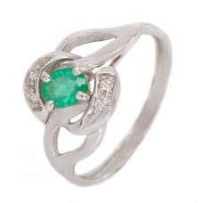 Inel Toi et Moi din aur alb 18K decorat cu smarald natural 0.30 CT și diamante naturale | Franța cca.1960 Inel Toi et Moi din aur alb 18K decorat cu smarald natural 0.30 CT și diamante naturale | Franța cca.1960
