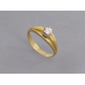 Inel solitaire din aur galben 18 k decorat cu un diamant natural 0.22 CT | cca.1970