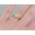 Inel solitaire din aur galben 18 k decorat cu un diamant natural 0.21 CT | Italia cca.1970