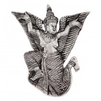 Veche broșă thailandeză stilizată sub forma unei reprezentări a zeiței Mekkalah  | Siam cca. 1940