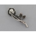 Broșă vintage din argint stilizată sub forma unui fir de trandafir | atelier Mannella Ercole di La Berica | cca. 1950