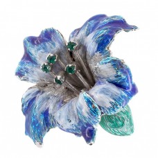 Broșă Fleur de Lis din argint emailat cloisonne & champleve | Italia cca. 1970 Broșă Fleur de Lis din argint emailat cloisonne & champleve | Italia cca. 1970