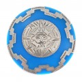 Broșă - pandant statement Aztec Revival manufacturată în argint & email | Mexic cca. 1960 - 1970