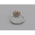 Rafinat inel vintage stil Art Deco din aur alb 18 k decorat cu diamante naturale 0.13 CT | cca. 1950