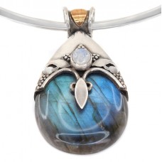 Colier choker din argint cu pandant din argint & spectaculos labradorit natural | Indonezia Colier choker din argint cu pandant din argint & spectaculos labradorit natural | Indonezia