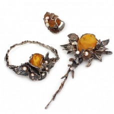 Spectaculos set de bijuterii unicate din argint în stil Art Nouveau  | atelier Ehinger Schwarz | Germania cca.1980 Spectaculos set de bijuterii unicate din argint în stil Art Nouveau  | atelier Ehinger Schwarz | Germania cca.1980