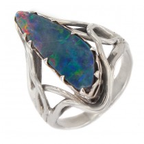 Inel statement din argint decorat cu un spectaculos opal natural australian | Art Studio Jewelry | Statele Unite 