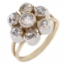 Inel victorian din aur galben 14 k și diamante 0,75 CT montate în argint | Marea Britanie cca.1900 Inel victorian din aur galben 14 k și diamante 0,75 CT montate în argint | Marea Britanie cca.1900