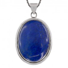 Colier din argint cu pandant statement decorat cu un impresionant anturaj de lapis lazuli natural | Statele Unite  Colier din argint cu pandant statement decorat cu un impresionant anturaj de lapis lazuli natural | Statele Unite