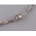 Elegantă brățară mesh din argint decorată cu perlă și incrustații de marcasite | Germania cca.1960 