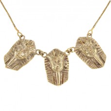 Colier vintage Egyptian Revival din argint aurit | Tutankamon | cca. 1970 - 1980 Colier vintage Egyptian Revival din argint aurit | Tutankamon | cca. 1970 - 1980