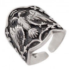 Inel heraldic unisex din argint patinat  | Vultur bicefal | Turcia Inel heraldic unisex din argint patinat  | Vultur bicefal | Turcia