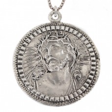 Colier cu vechi pandant religios  de perioadă Art Deco | Isus Hristos | Italia cca. 1920 - 1930 Colier cu vechi pandant religios  de perioadă Art Deco | Isus Hristos | Italia cca. 1920 - 1930