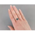 Inel din aur 14 k decorat cu un spectaculos Opal Natural Blue Harlequin | manufactură de atelier ArtAntik Gallery 