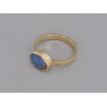 Inel din aur 14 k decorat cu un spectaculos Opal Natural Blue Harlequin | manufactură de atelier ArtAntik Gallery 