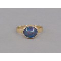 Inel din aur 14 k decorat cu un spectaculos Opal Natural Blue Harlequin | manufactură de atelier ArtAntik Gallery 