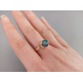 Inel din aur 14 k decorat cu un spectaculos Opal Natural Blue Harlequin | manufactură de atelier ArtAntik Gallery 