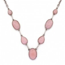 Elegant colier din argint decorat cu anturaje de opal roz peruvian | Statele Unite Elegant colier din argint decorat cu anturaje de opal roz peruvian | Statele Unite