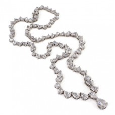 Elegant colier cocktail din argint rodinat decorat cu suită de cristale zirconium  Elegant colier cocktail din argint rodinat decorat cu suită de cristale zirconium