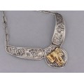 Colier colan modernist din argint cu accente aurite | King Elephant | Italia cca. 1990