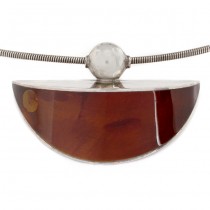 Rafinat colier choker accesorizat cu pandant mid-century din argint și chihlimbar natural | atelier Kurz & Co | Germania cca. 1950 - 1960