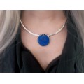 Colier choker cu pandant statement din argint decorat cu lapis lazuli | Night Sky | Statele Unite