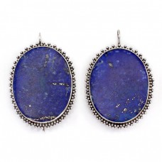 Opulenți cercei etnici indieni din argint și lapis lazului natural | British Raj cca. 1950 Opulenți cercei etnici indieni din argint și lapis lazului natural | British Raj cca. 1950