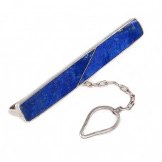 Ac de cravată din argint intarsiat  cu lapis lazuli natural | Peru cca.1970 Ac de cravată din argint intarsiat  cu lapis lazuli natural | Peru cca.1970